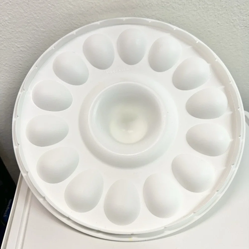 Tupperware White Deviled Egg Keeper Insert Trays Set of 2 Replacement Parts‎